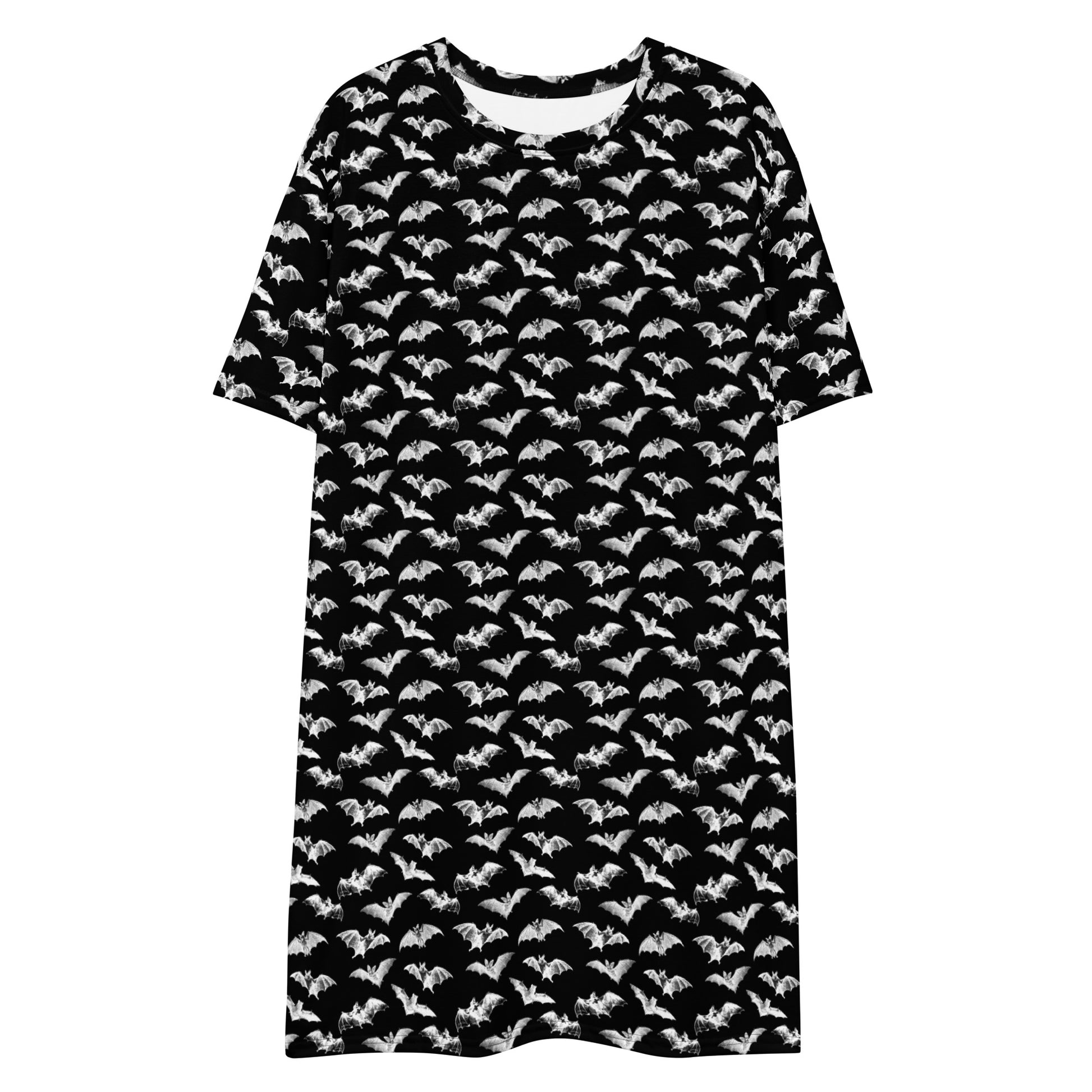 batty t shirt dress in black - front