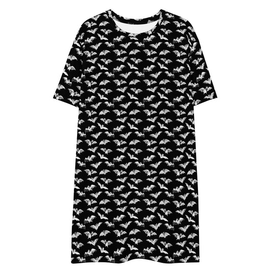 batty t shirt dress in black - front