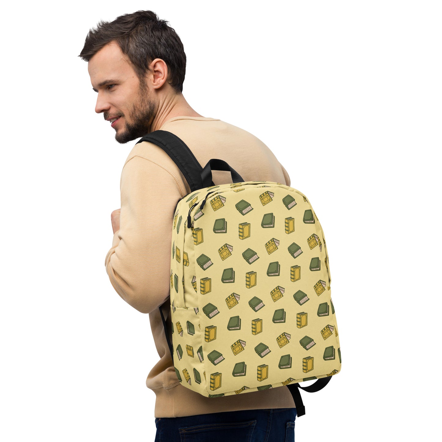 book lover's minimalist backpack - male model lifestyle